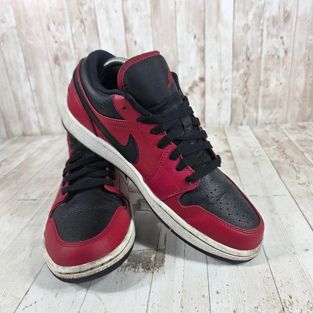 Nike Air Jordan 1 Low Bred Toe Gym Red‎ Black White 553558-605 Mens Size 9